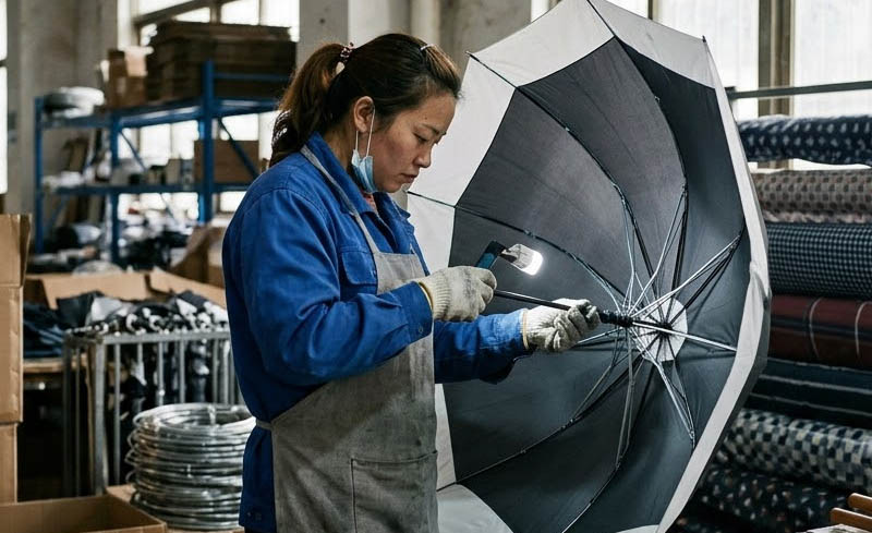 structure and assembly inspection in umbrella production