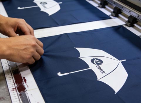 umbrella printing and branding process including logo placement and custom design printing