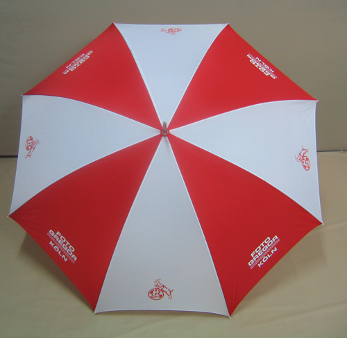 Custom supporter umbrellas designed for a professional football club and sports event